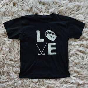 Kids Black Love Hockey T-Shirt